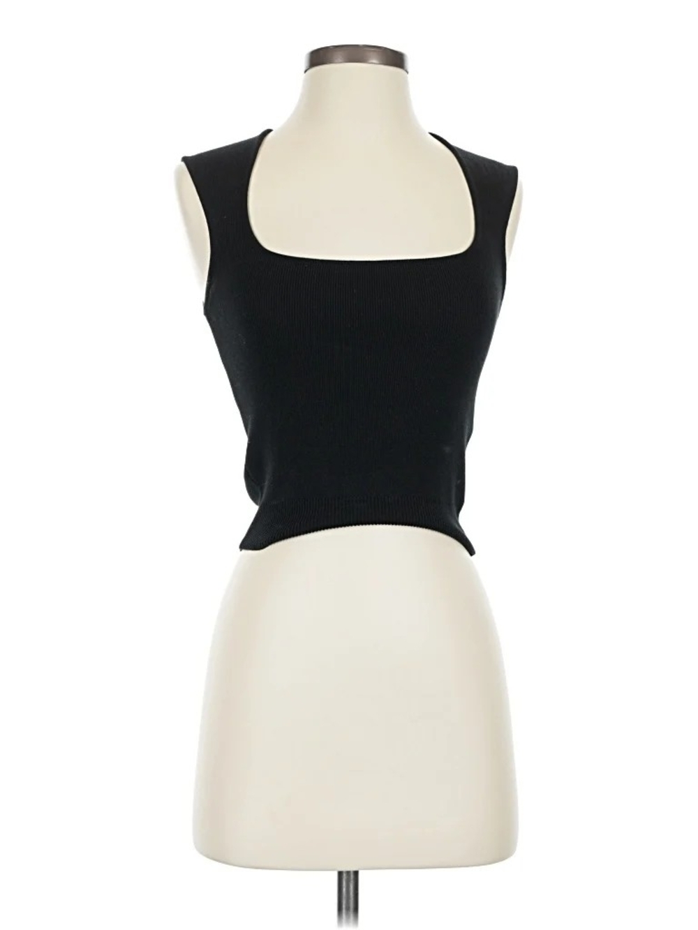 Attire The Studio Square Neck Black Ribbed Tank Top